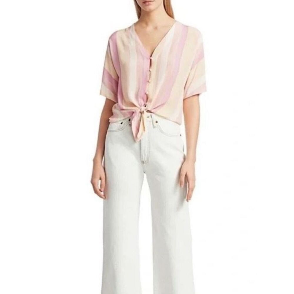 Rails Thea‎ Sunset Striped Tie-Front Blouse - Size Medium